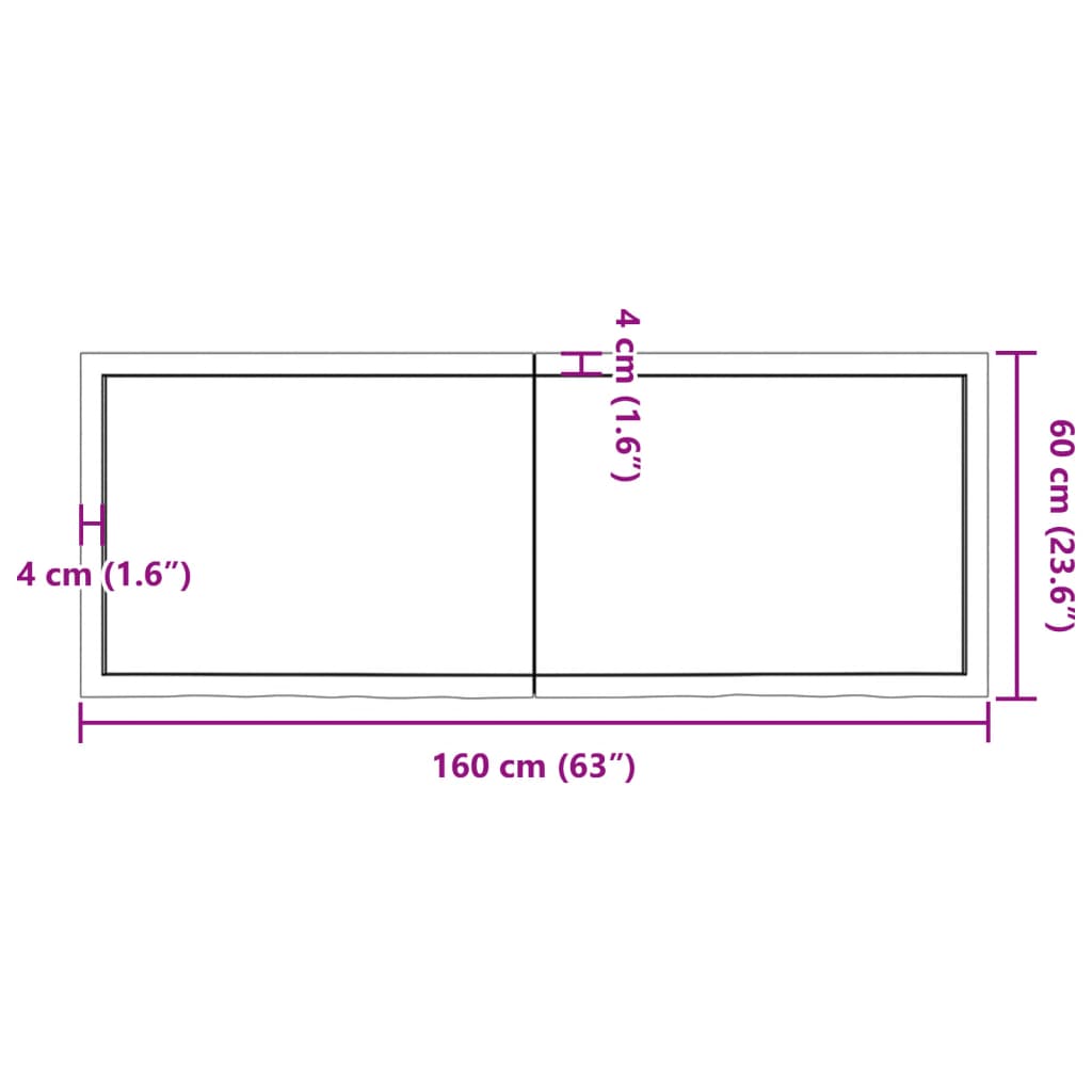 Tampo de mesa 160x60x6 cm carvalho tratado cinza-escuro