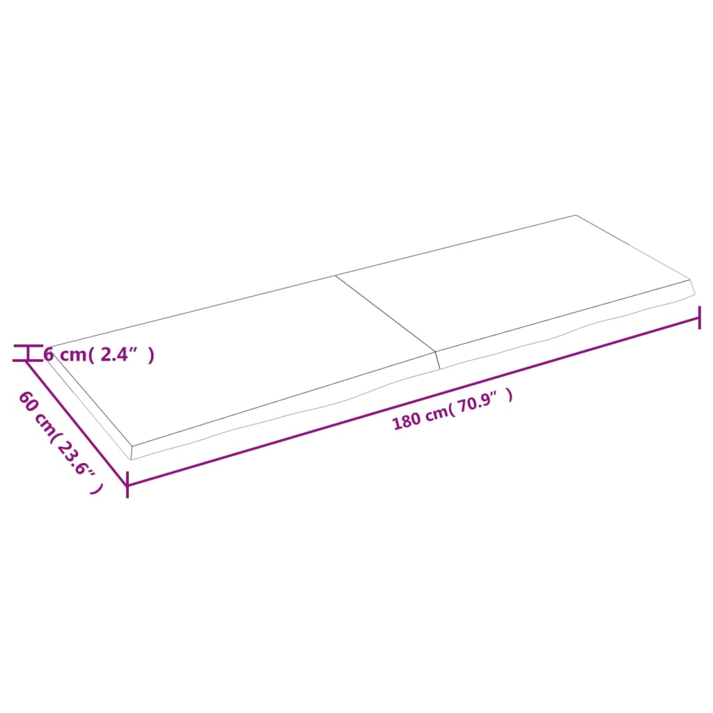 Tampo de mesa 180x60x6 cm carvalho tratado cinza-escuro