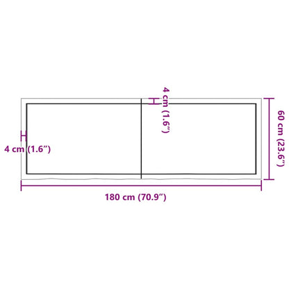 Tampo de mesa 180x60x6 cm carvalho tratado cinza-escuro