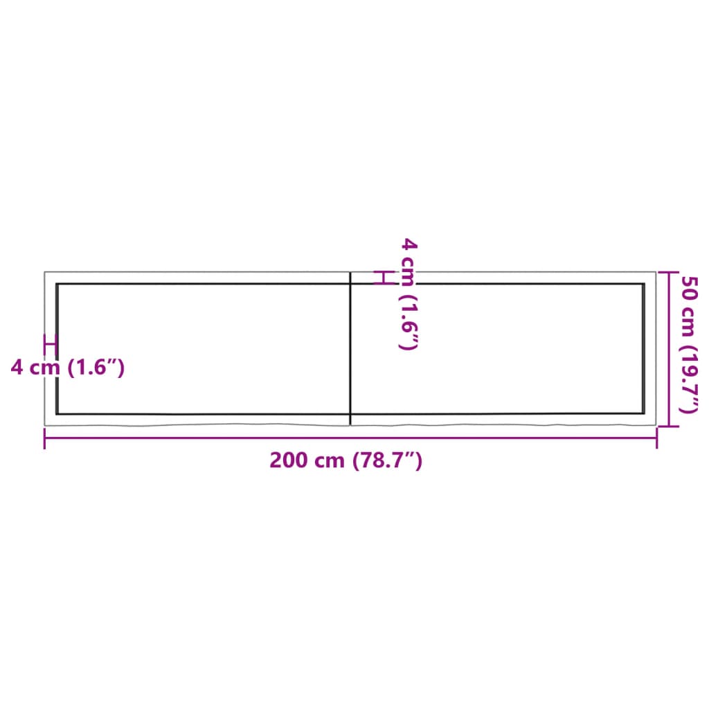 Tampo de mesa 200x50x6 cm carvalho tratado cinza-escuro