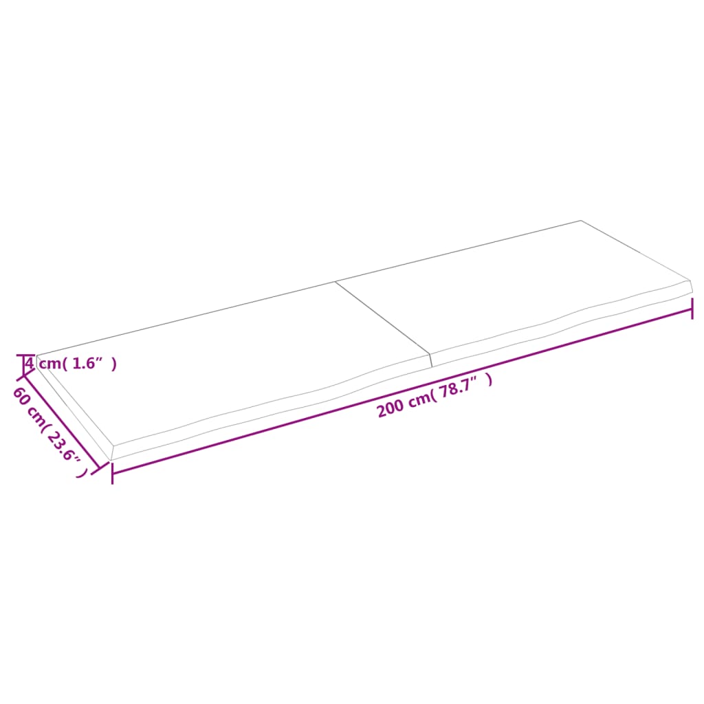 Tampo de mesa 200x60x4 cm carvalho tratado cinza-escuro