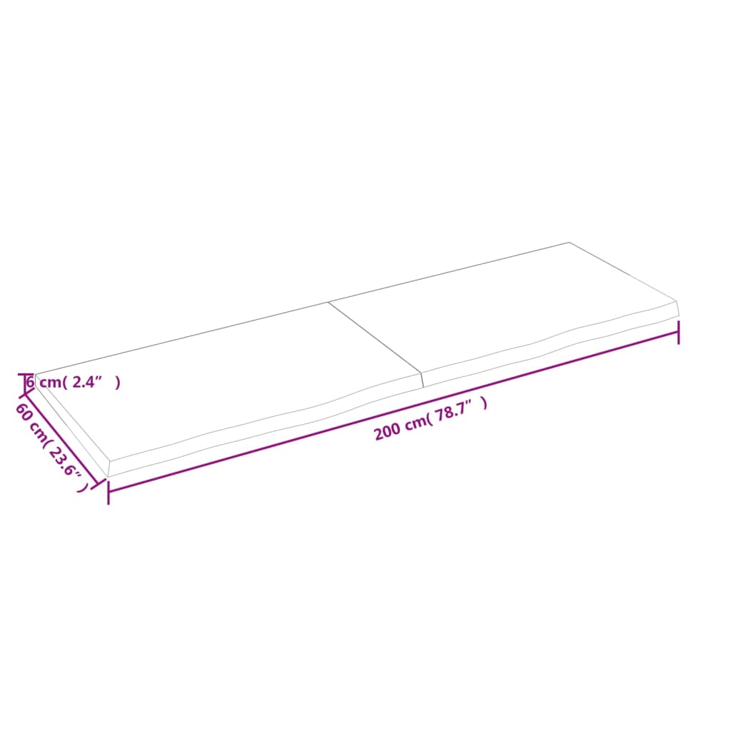 Tampo de mesa 200x60x6 cm carvalho tratado cinza-escuro