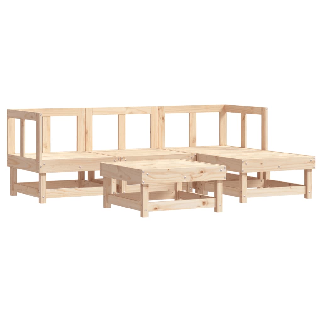 5 pcs conjunto lounge jardim com almofadões madeira maciça