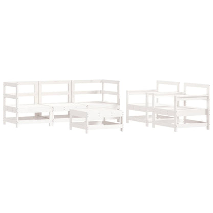 6pcs conjunto lounge jardim c/ almofadões madeira maciça branco