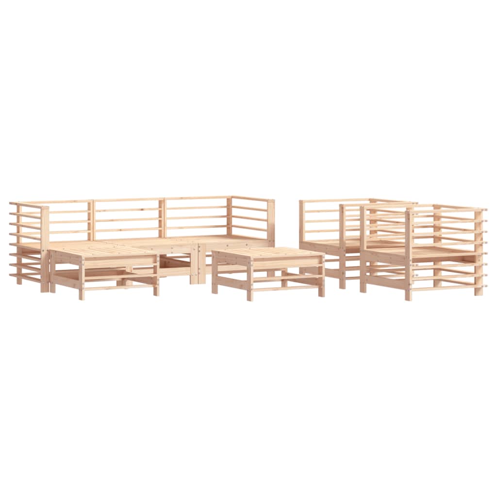 7 pcs conjunto lounge de jardim com almofadões madeira maciça