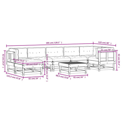 8 pcs conjunto lounge jardim c/ almofadões madeira maciça cinza