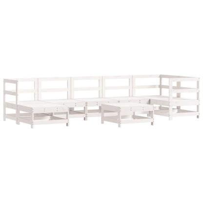 8pcs conjunto lounge jardim c/ almofadões madeira maciça branco