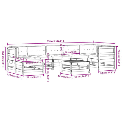 8 pcs conjunto lounge jardim c/ almofadões madeira maciça preto