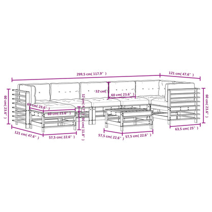 8 pcs conjunto lounge de jardim c/ almofadões pinho impregnado