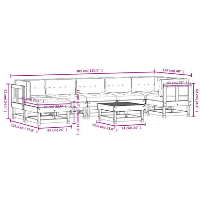 8 pcs conjunto lounge jardim c/ almofadões madeira maciça preto