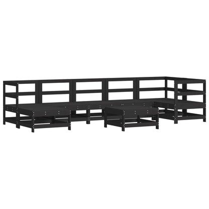 8 pcs conjunto lounge jardim c/ almofadões madeira maciça preto