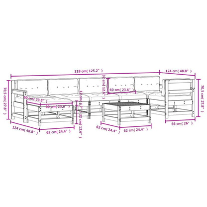 8 pcs conjunto lounge jardim c/ almofadões madeira maciça cinza