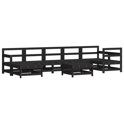 8 pcs conjunto lounge jardim c/ almofadões madeira maciça preto