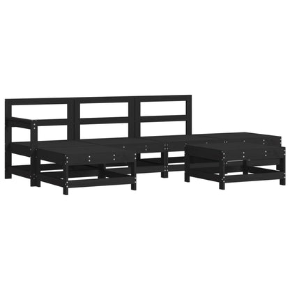 6pcs conjunto lounge jardim c/ almofadões madeira maciça preto