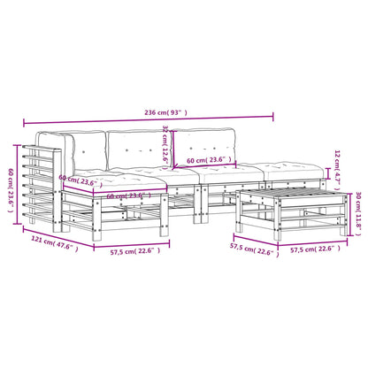 6 pcs conjunto lounge de jardim c/ almofadões pinho impregnado