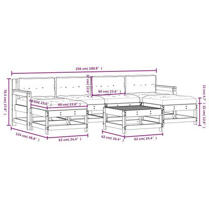 7 pcs conj. lounge jardim com almofadões madeira douglas maciça