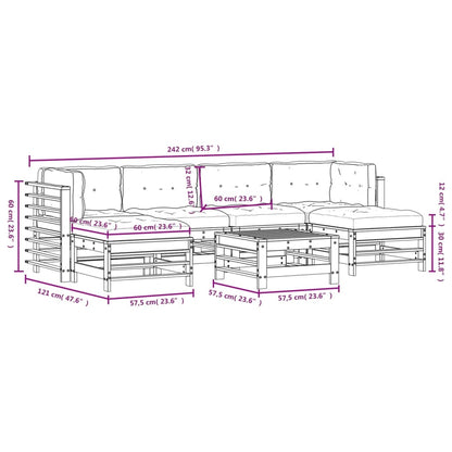 7 pcs conjunto lounge jardim c/ almofadões madeira maciça