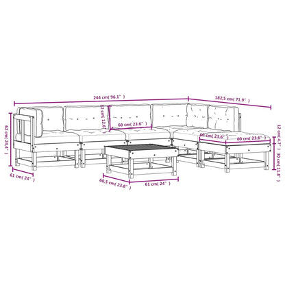 7 pcs conjunto lounge jardim c/ almofadões madeira maciça