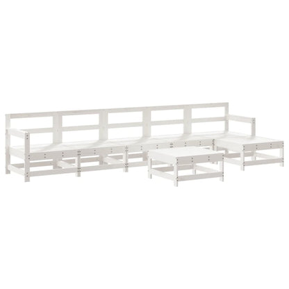 7pcs conjunto lounge jardim c/ almofadões madeira maciça branco