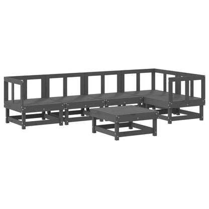 6 pcs conjunto lounge jardim c/ almofadões madeira maciça cinza