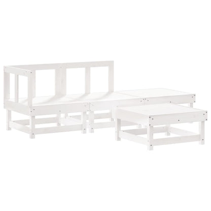 4pcs conjunto lounge jardim c/ almofadões madeira maciça branco