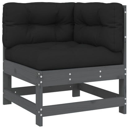 5pcs conjunto lounge jardim com almofadões madeira maciça cinza