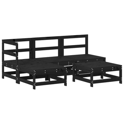 5pcs conjunto lounge jardim com almofadões madeira maciça preto