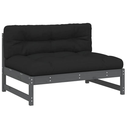 2 pcs conjunto lounge jardim c/ almofadões madeira maciça cinza