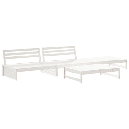 4pcs conjunto lounge jardim c/ almofadões madeira maciça branco