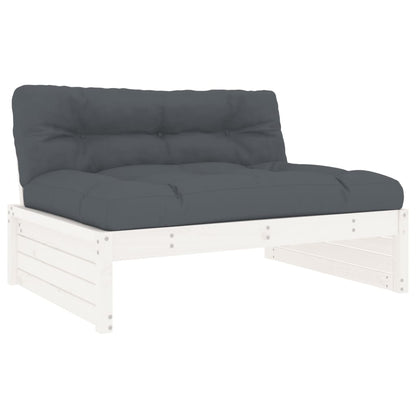 4pcs conjunto lounge jardim c/ almofadões madeira maciça branco