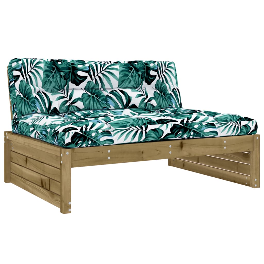 4 pcs conjunto lounge de jardim c/ almofadões pinho impregnado