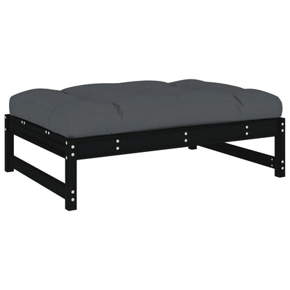 5pcs conjunto lounge jardim com almofadões madeira maciça preto