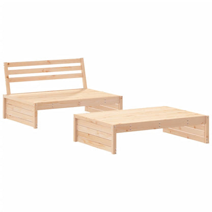 2 pcs conjunto lounge de jardim com almofadões madeira maciça