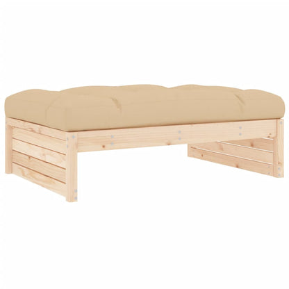 2 pcs conjunto lounge de jardim com almofadões madeira maciça