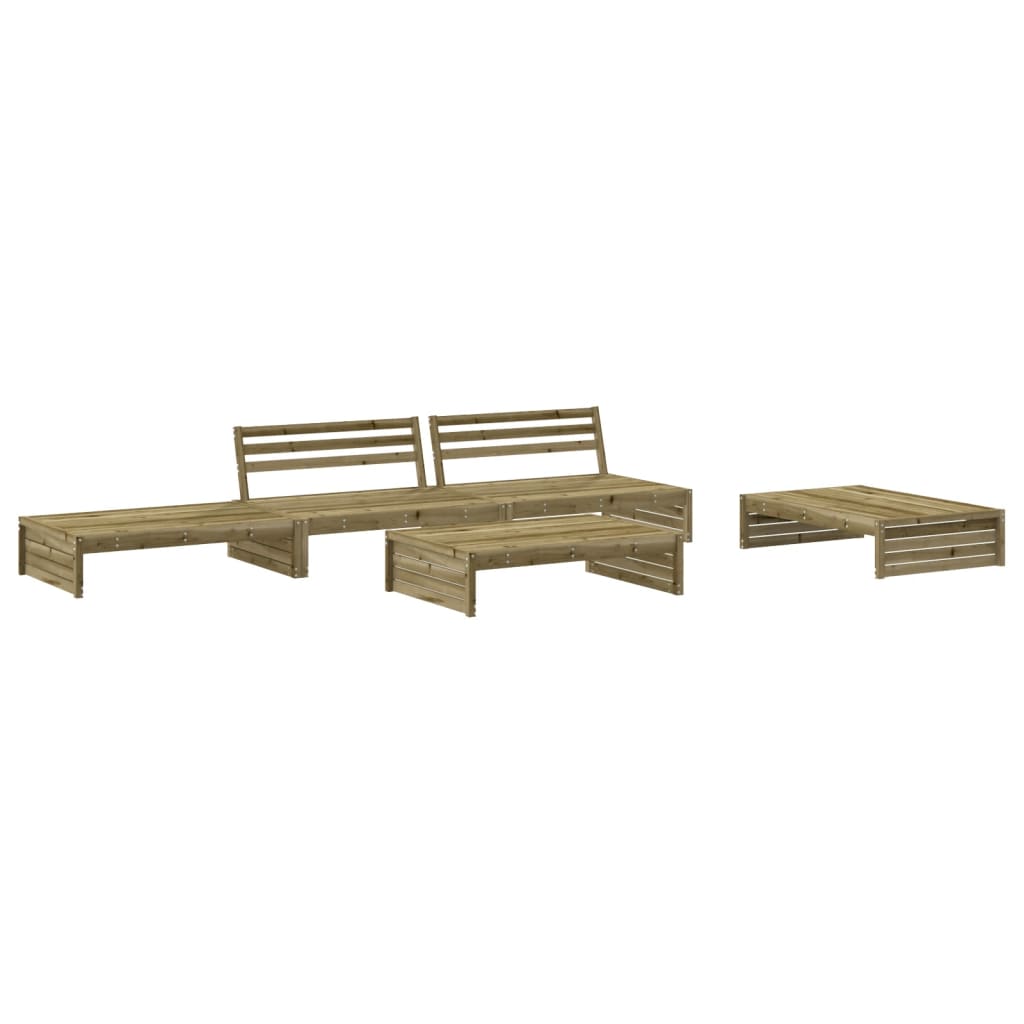 5 pcs conjunto lounge de jardim c/ almofadões pinho impregnado