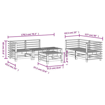 6 pcs conjunto lounge de jardim pinho maciço castanho-mel