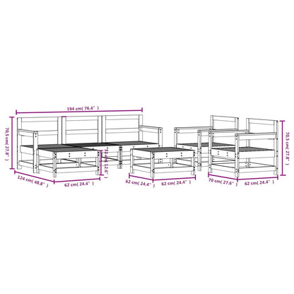 7 pcs conjunto lounge de jardim pinho maciço branco