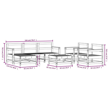 7 pcs conjunto lounge de jardim pinho maciço