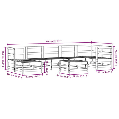 8 pcs conjunto lounge de jardim pinho maciço