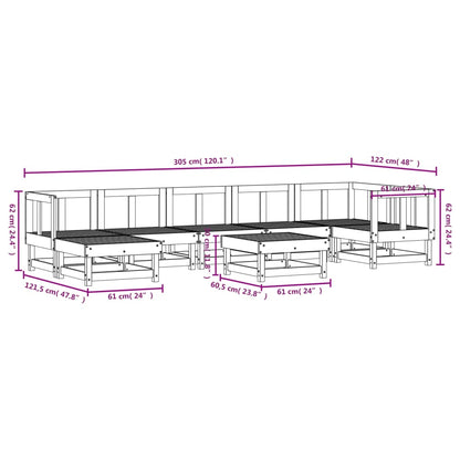 8 pcs conjunto lounge de jardim pinho maciço