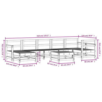 8 pcs conjunto lounge de jardim madeira de pinho impregnada