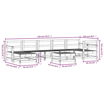 8 pcs conjunto lounge de jardim pinho maciço