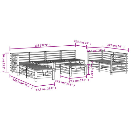 9 pcs conjunto lounge de jardim pinho maciço castanho-mel