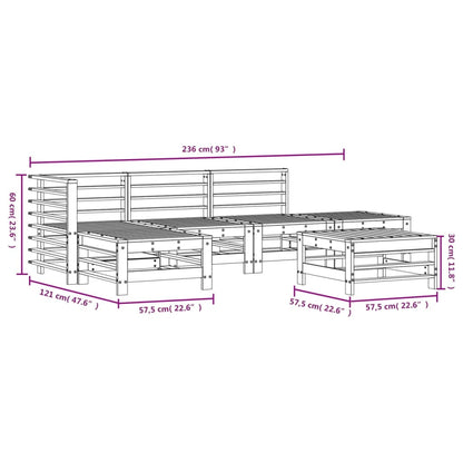 6 pcs conjunto lounge de jardim pinho maciço