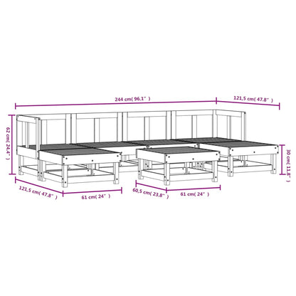 7 pcs conjunto lounge de jardim pinho maciço