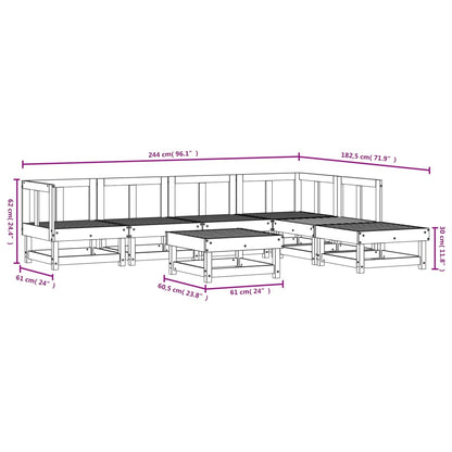 7 pcs conjunto lounge de jardim pinho maciço cinza