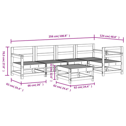 6 pcs conjunto lounge de jardim pinho maciço