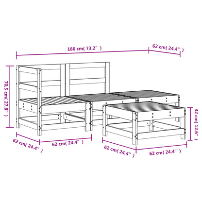 4 pcs conjunto lounge de jardim madeira de douglas maciça