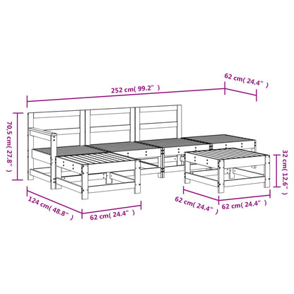 6 pcs conjunto lounge de jardim pinho maciço