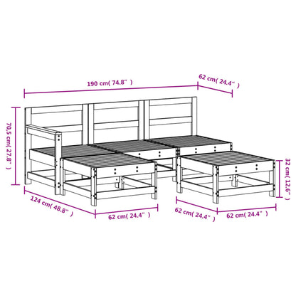 5 pcs conjunto lounge de jardim madeira de pinho maciça